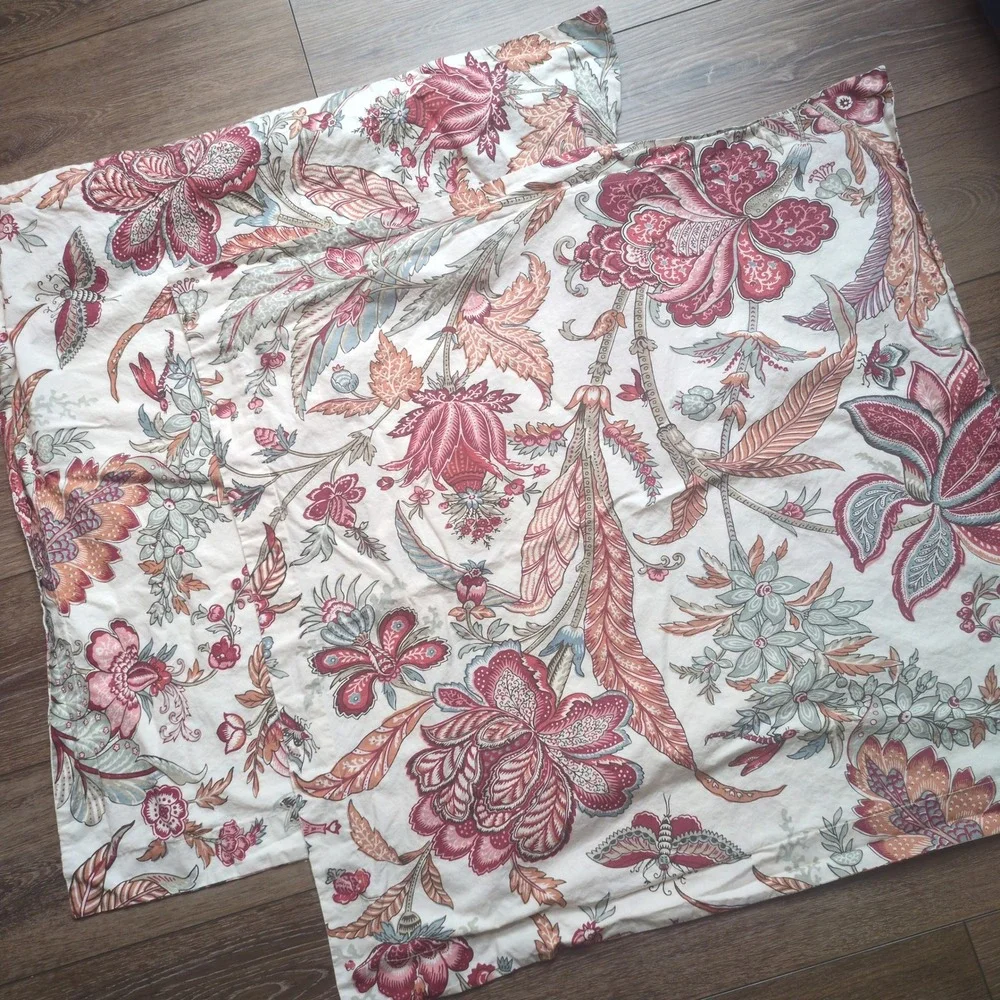 Pottery Barn Deidre Palampore Euro Pillow Shams Paisley Floral Organic Cotton 2